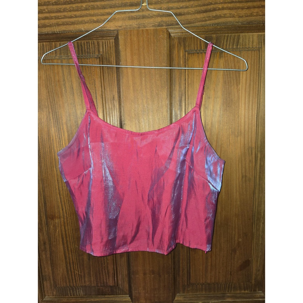Pretty Garbage Pink Iridescent Crop Top Shimmer Camisole PST260 Womens Small